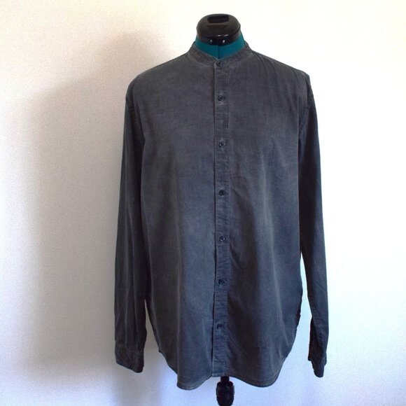 Gray Washed Cotton Button Down Long Sleeve Shirt - Picture 1 of 8